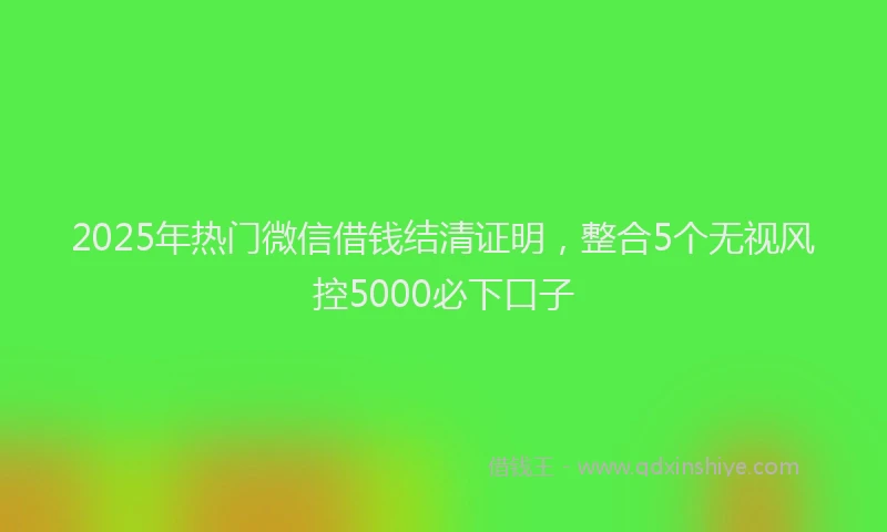 2025年热门微信借钱结清证明，整合5个无视风控5000必下口子