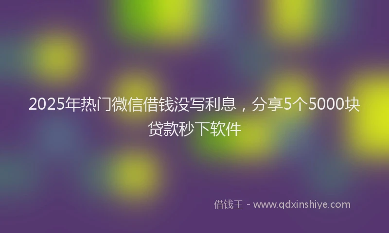 2025年热门微信借钱没写利息，分享5个5000块贷款秒下软件