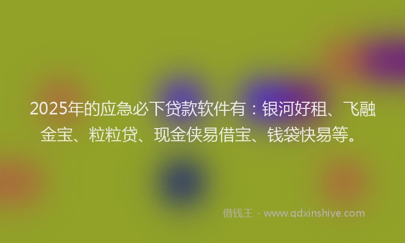 2025年的应急必下贷款软件有：银河好租、飞融金宝、粒粒贷、现金侠易借宝、钱袋快易等。