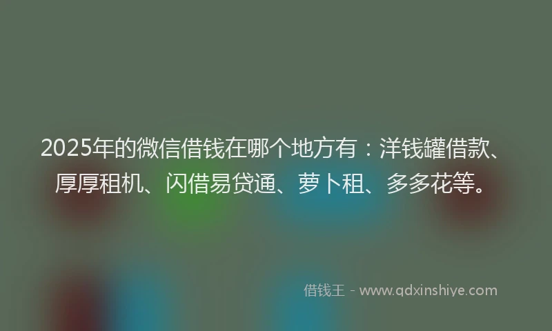 2025年的微信借钱在哪个地方有：洋钱罐借款、厚厚租机、闪借易贷通、萝卜租、多多花等。