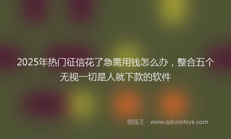 2025年热门征信花了急需用钱怎么办，整合五个无视一切是人就下款的软件