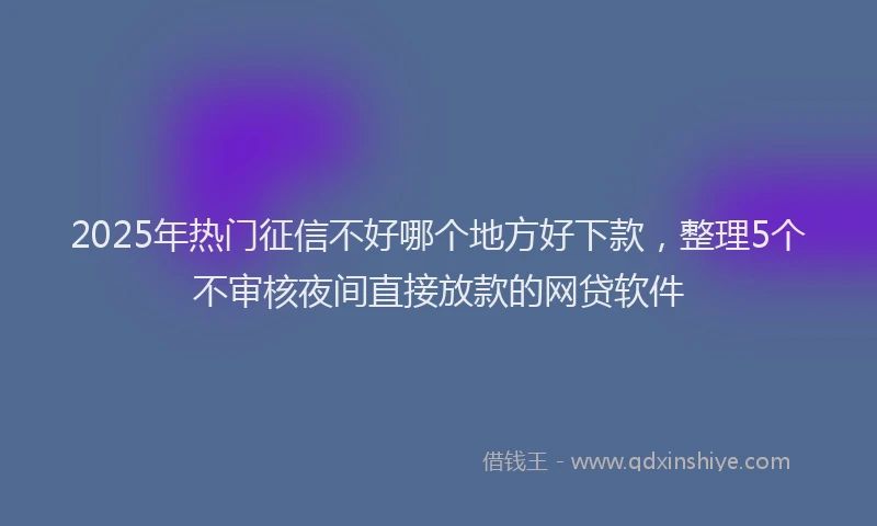 2025年热门征信不好哪个地方好下款，整理5个不审核夜间直接放款的网贷软件