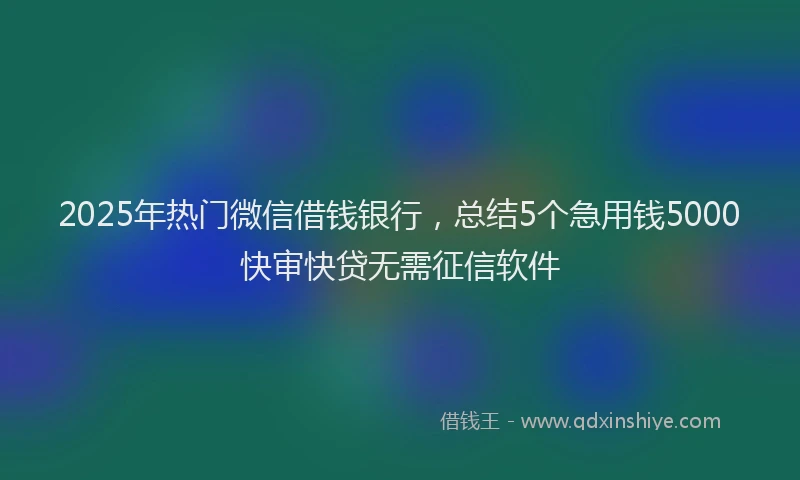 2025年热门微信借钱银行，总结5个急用钱5000快审快贷无需征信软件