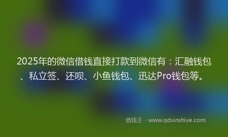 2025年的微信借钱直接打款到微信有：汇融钱包、私立签、还呗、小鱼钱包、迅达Pro钱包等。