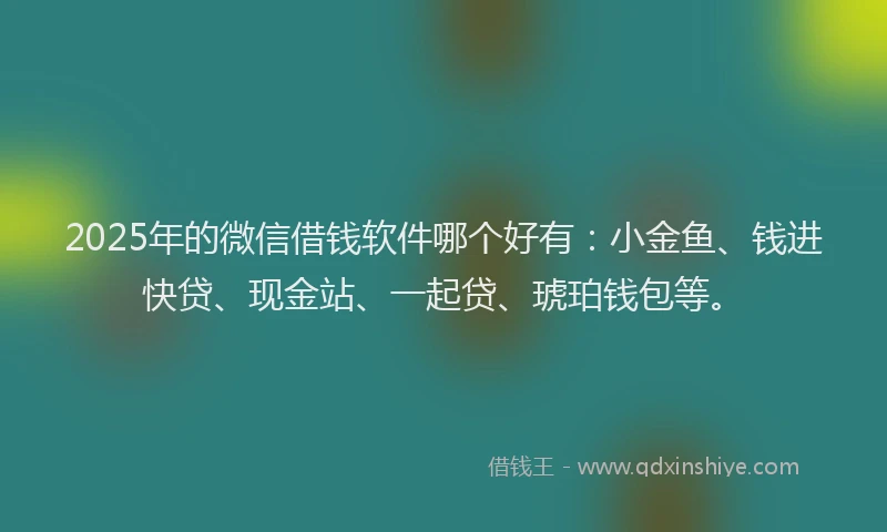 2025年的微信借钱软件哪个好有：小金鱼、钱进快贷、现金站、一起贷、琥珀钱包等。
