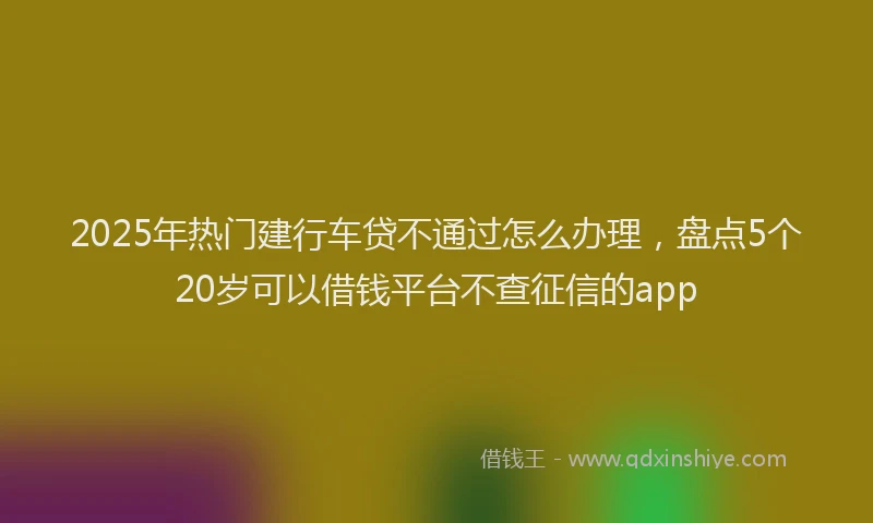 2025年热门建行车贷不通过怎么办理，盘点5个20岁可以借钱平台不查征信的app