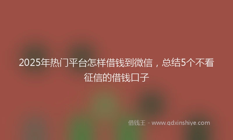 2025年热门平台怎样借钱到微信,总结5个不看征信的借钱口子