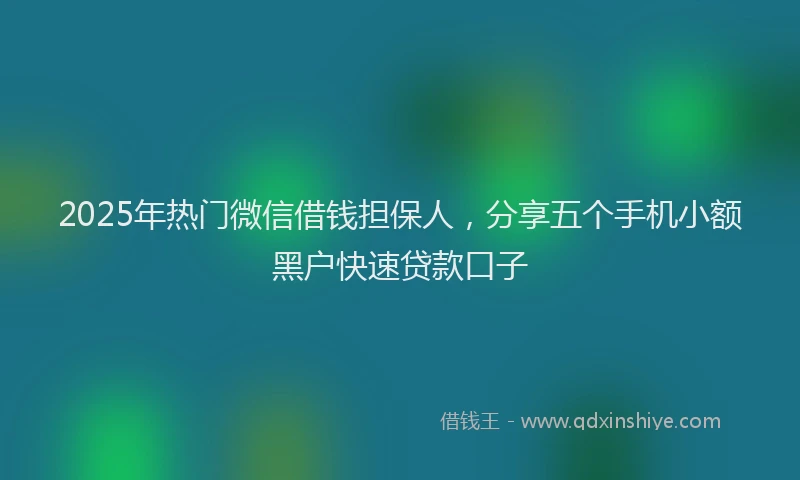 2025年热门微信借钱担保人，分享五个手机小额黑户快速贷款口子