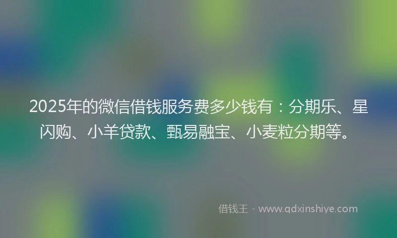 2025年的微信借钱服务费多少钱有：分期乐、星闪购、小羊贷款、甄易融宝、小麦粒分期等。