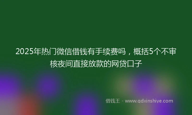 2025年热门微信借钱有手续费吗，概括5个不审核夜间直接放款的网贷口子
