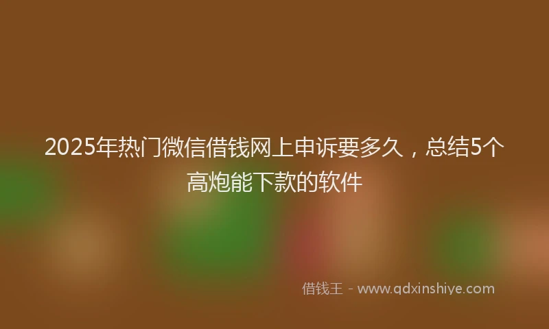 2025年热门微信借钱网上申诉要多久，总结5个高炮能下款的软件