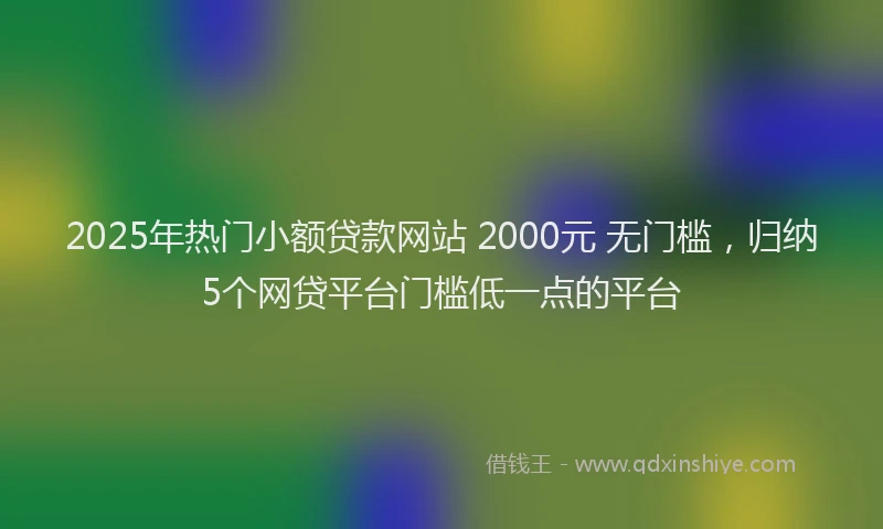 2025年热门小额贷款网站 2000元 无门槛，归纳5个网贷平台门槛低一点的平台