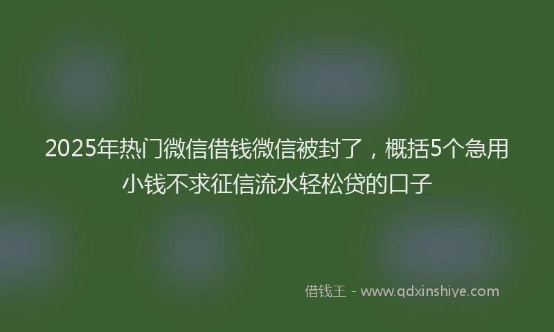 2025年热门微信借钱微信被封了,概括5个急用小钱不求征信流水轻松贷的口子