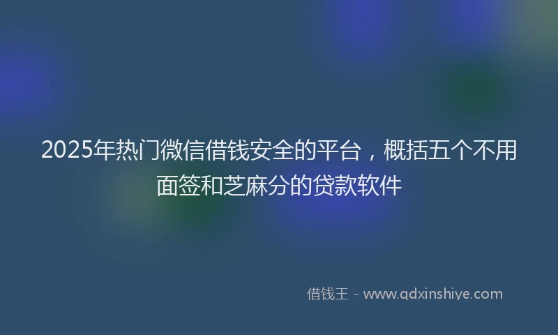 2025年热门微信借钱安全的平台，概括五个不用面签和芝麻分的贷款软件