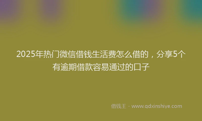 2025年热门微信借钱生活费怎么借的，分享5个有逾期借款容易通过的口子