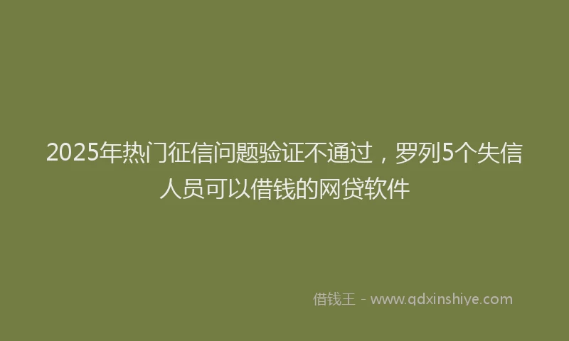 2025年热门征信问题验证不通过，罗列5个失信人员可以借钱的网贷软件