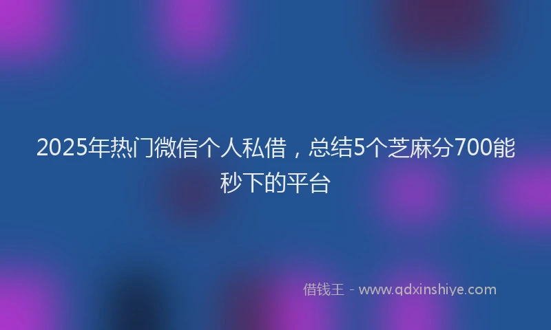 2025年热门微信个人私借，总结5个芝麻分700能秒下的平台
