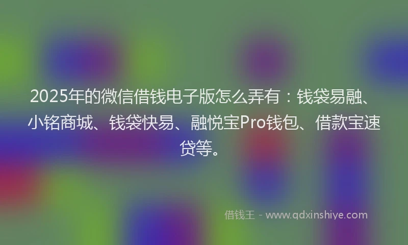 2025年的微信借钱电子版怎么弄有：钱袋易融、小铭商城、钱袋快易、融悦宝Pro钱包、借款宝速贷等。