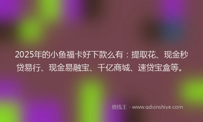 2025年的小鱼福卡好下款么有：提取花、现金秒贷易行、现金易融宝、千亿商城、速贷宝盒等。