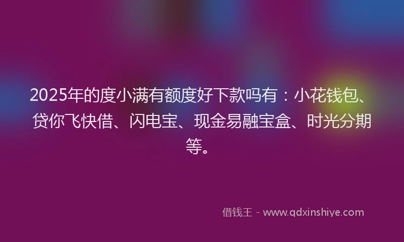 2025年的度小满有额度好下款吗有：小花钱包、贷你飞快借、闪电宝、现金易融宝盒、时光分期等。