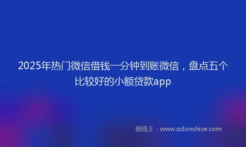 2025年热门微信借钱一分钟到账微信，盘点五个比较好的小额贷款app