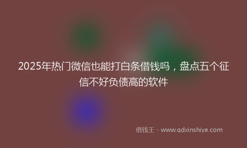 2025年热门微信也能打白条借钱吗，盘点五个征信不好负债高的软件
