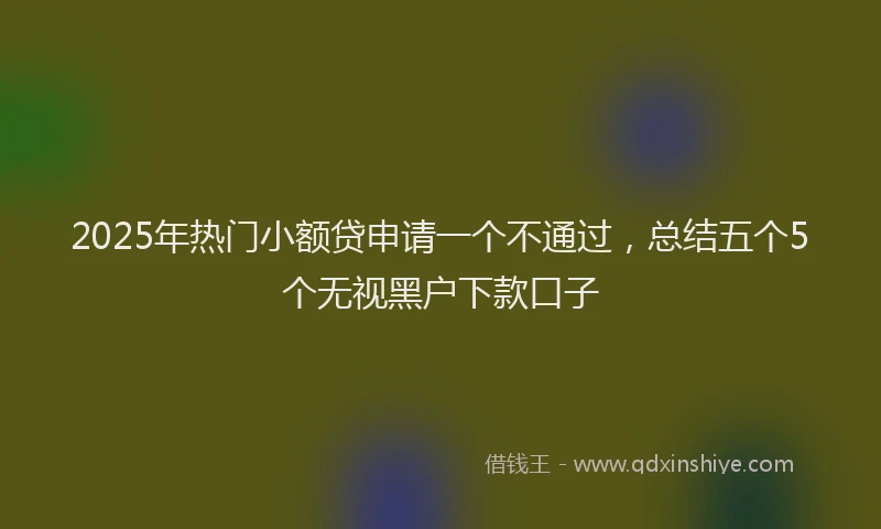 2025年热门小额贷申请一个不通过，总结五个5个无视黑户下款口子