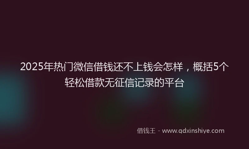 2025年热门微信借钱还不上钱会怎样，概括5个轻松借款无征信记录的平台