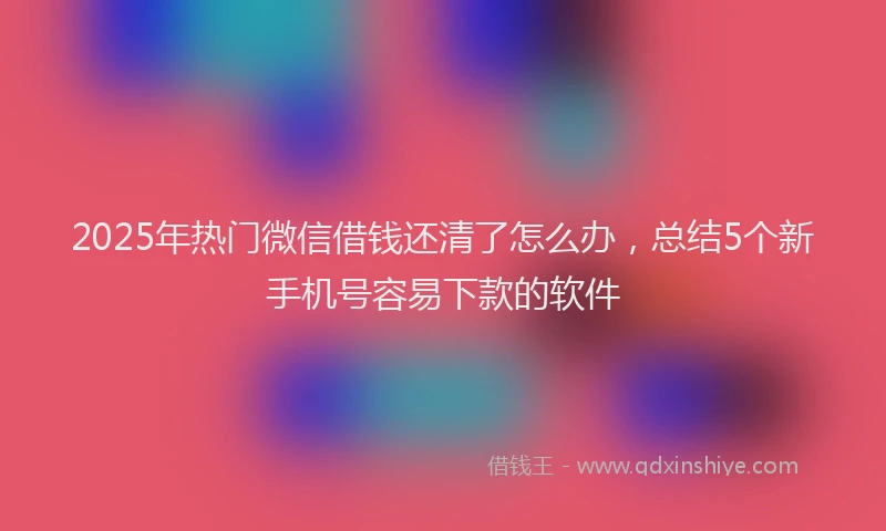 2025年热门微信借钱还清了怎么办，总结5个新手机号容易下款的软件