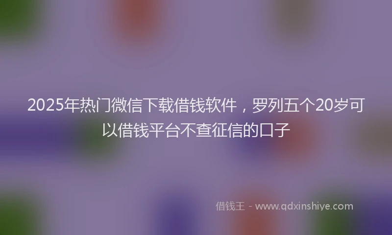 2025年热门微信下载借钱软件,罗列五个20岁可以借钱平台不查征信的口子
