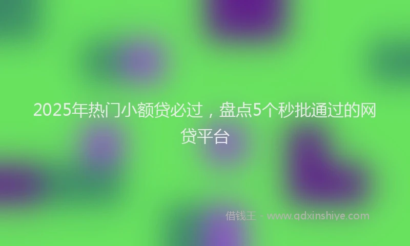 2025年热门小额贷必过，盘点5个秒批通过的网贷平台