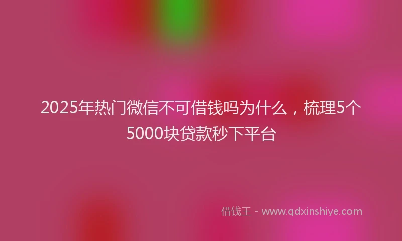 2025年热门微信不可借钱吗为什么，梳理5个5000块贷款秒下平台
