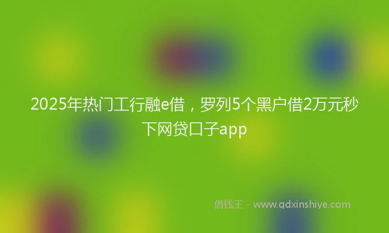 2025年热门工行融e借，罗列5个黑户借2万元秒下网贷口子app