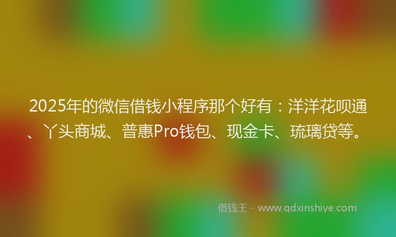 2025年的微信借钱小程序那个好有：洋洋花呗通、丫头商城、普惠Pro钱包、现金卡、琉璃贷等。