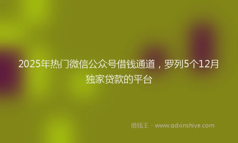 2025年热门微信公众号借钱通道，罗列5个12月独家贷款的平台