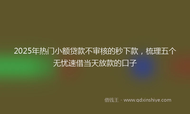2025年热门小额贷款不审核的秒下款，梳理五个无忧速借当天放款的口子