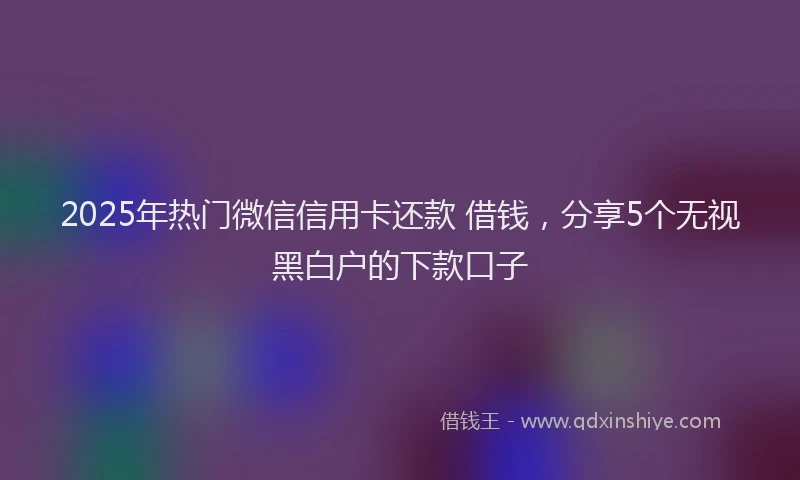 2025年热门微信信用卡还款 借钱，分享5个无视黑白户的下款口子