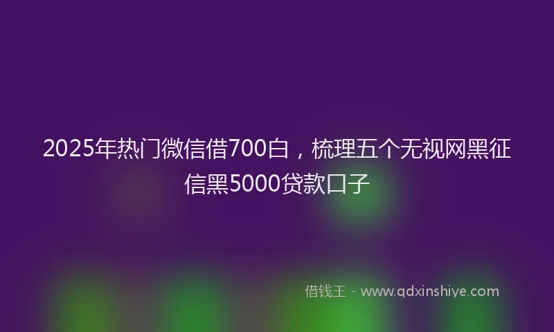 2025年热门微信借700白，梳理五个无视网黑征信黑5000贷款口子