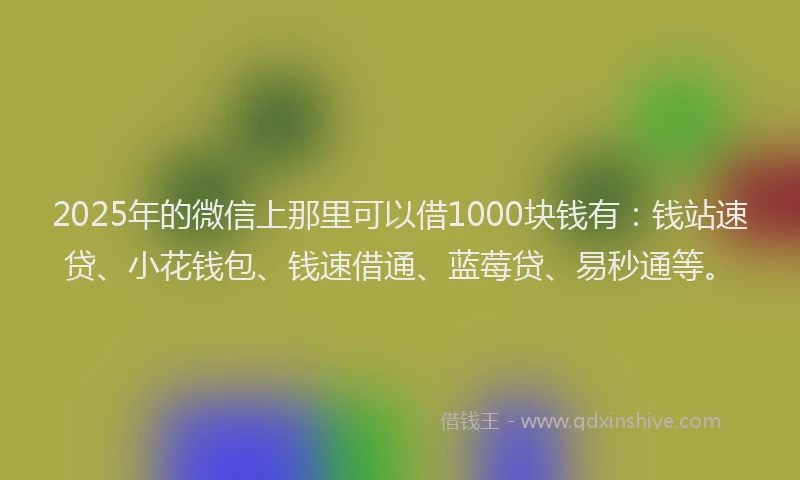 2025年的微信上那里可以借1000块钱有：钱站速贷、小花钱包、钱速借通、蓝莓贷、易秒通等。