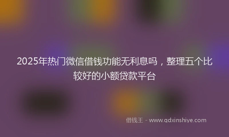 2025年热门微信借钱功能无利息吗，整理五个比较好的小额贷款平台