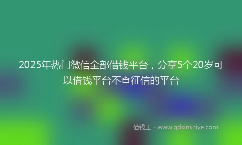 2025年热门微信全部借钱平台，分享5个20岁可以借钱平台不查征信的平台