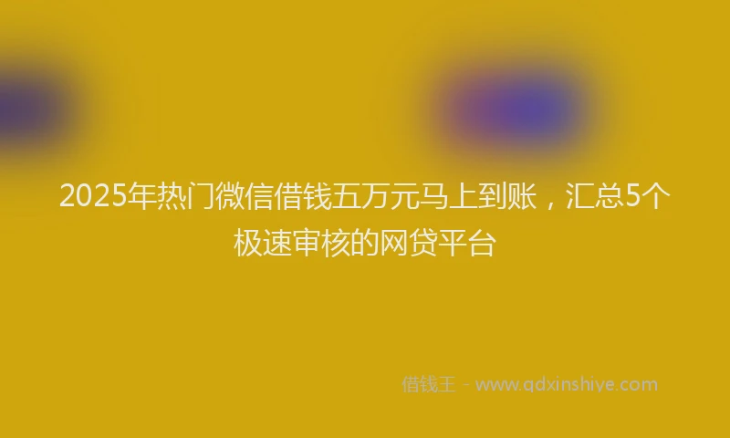 2025年热门微信借钱五万元马上到账，汇总5个极速审核的网贷平台