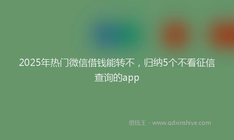 2025年热门微信借钱能转不，归纳5个不看征信查询的app