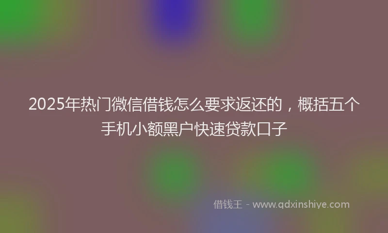 2025年热门微信借钱怎么要求返还的，概括五个手机小额黑户快速贷款口子