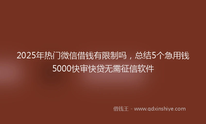 2025年热门微信借钱有限制吗，总结5个急用钱5000快审快贷无需征信软件