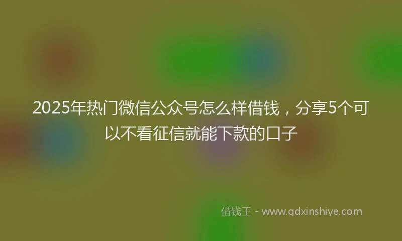 2025年热门微信公众号怎么样借钱，分享5个可以不看征信就能下款的口子