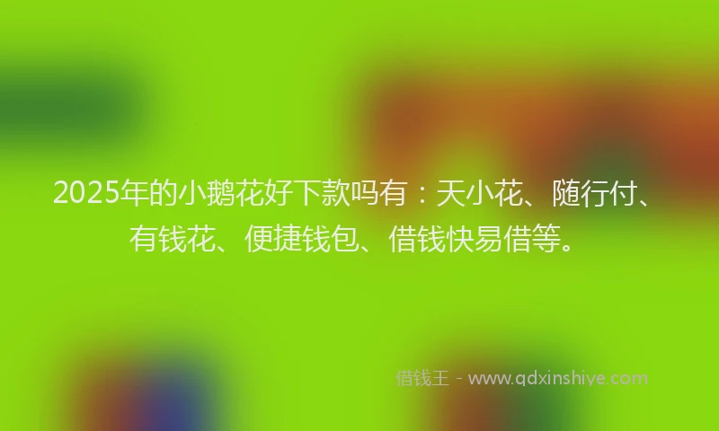 2025年的小鹅花好下款吗有：天小花、随行付、有钱花、便捷钱包、借钱快易借等。