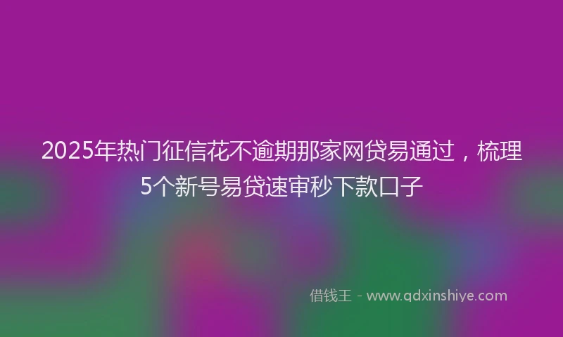 2025年热门征信花不逾期那家网贷易通过，梳理5个新号易贷速审秒下款口子