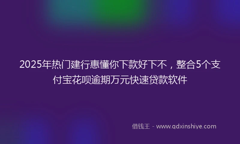 2025年热门建行惠懂你下款好下不，整合5个支付宝花呗逾期万元快速贷款软件