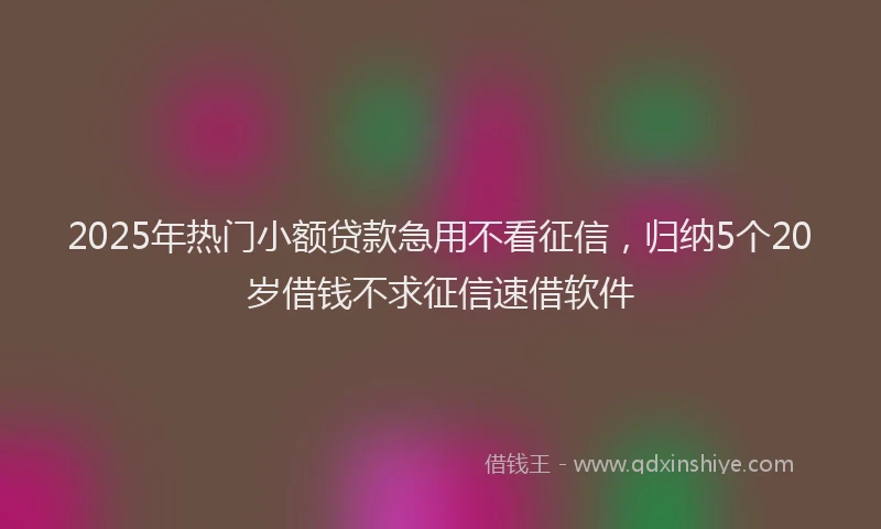 2025年热门小额贷款急用不看征信，归纳5个20岁借钱不求征信速借软件